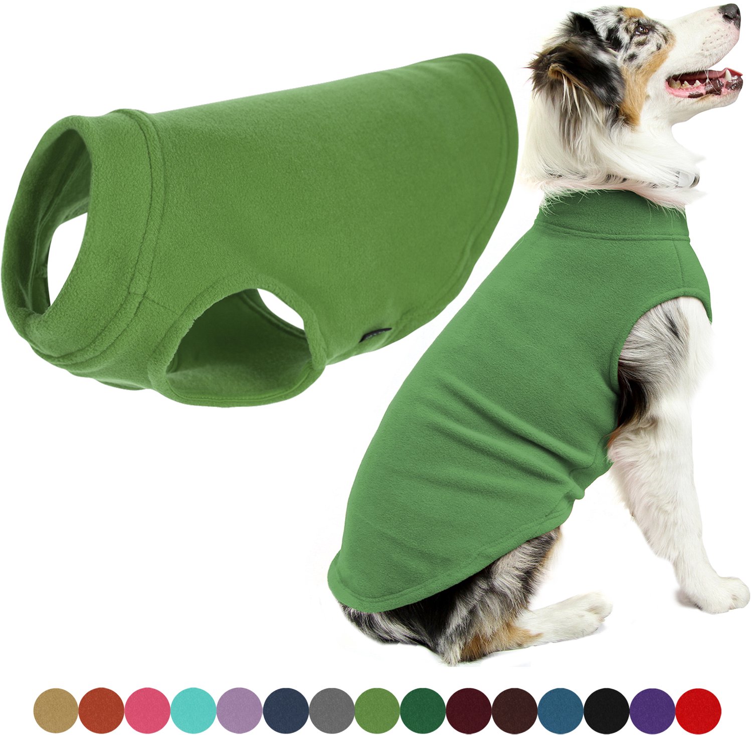 Gooby Stretch Fleece Vest Hondenjas - Warme hondentrui voor kleine honden - Grasgroen - 6X-Large