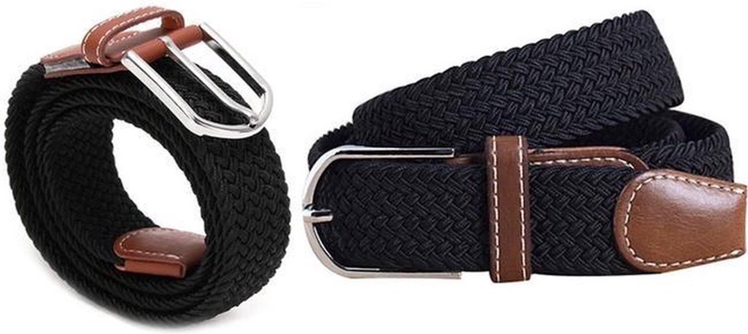 Okado Gevlochten Riem - Elastisch - 105 cm - Zwart