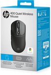 Verpakking van HP 400 Quiet Wireless Mouse met productinformatie en 'works with chromebook' label.