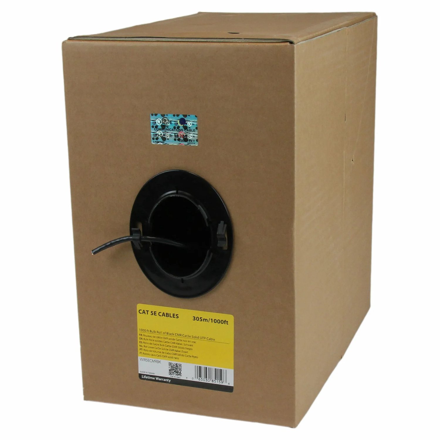 StarTech.com Bulkrol Cat5e Ethernetkabel CMR-geclassificeerd 304,8 m Massief Zwart