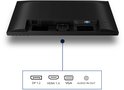 Achterzijde van de monitor met poorten: DP 1.2, HDMI 1.4, VGA en audio in/out.