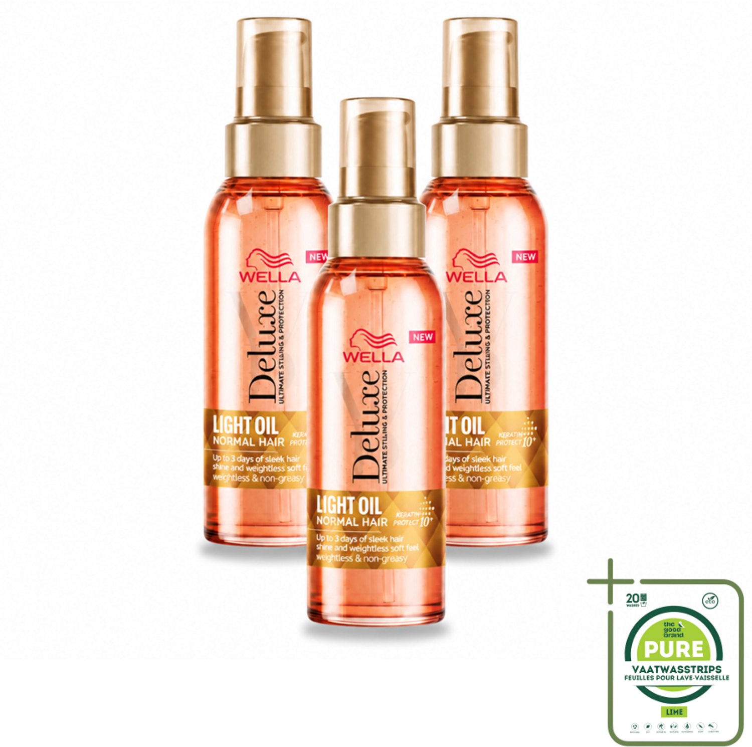3 x Wella – Deluxe Oil Light – Haarolie – 100 ml - Grootverpakking - Vaatwasstrips - Haarolie - Glans - Gezond Haar - Voeding - Gladheid
