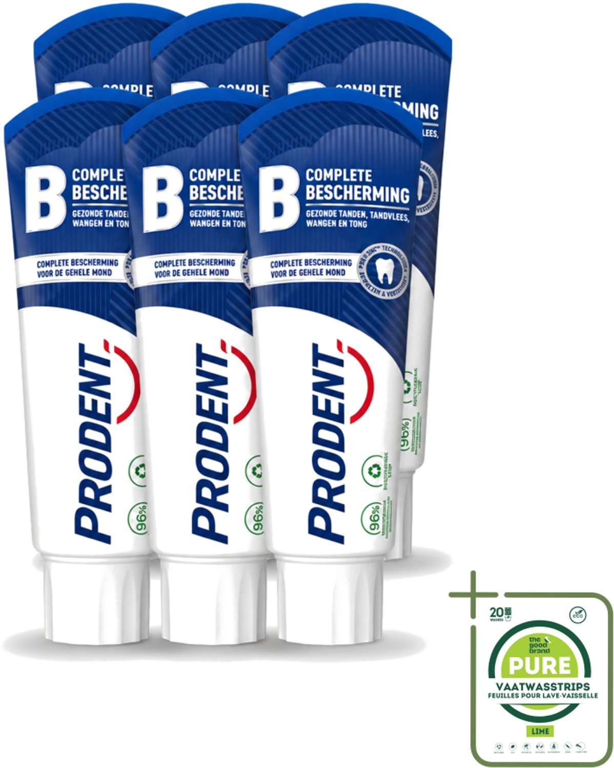 6 x Prodent – Tandpasta – Complete Bescherming – Pro-Zinc Technologie – 75 ml - Grootverpakking - Vaatwasstrips - Tandpasta - Mondgezondheid - Antibacteriële Tandpasta - Pro-Zinc - Fluoridetandpasta