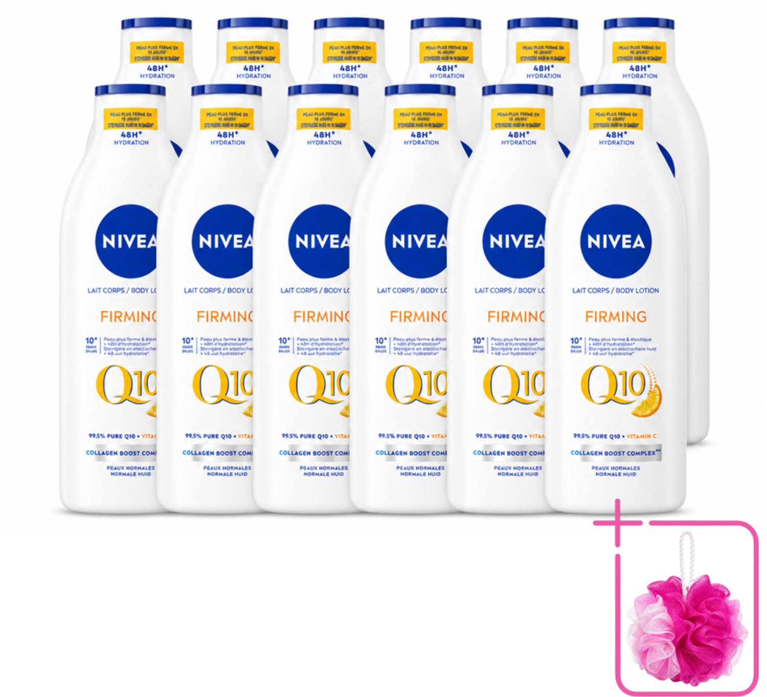 12 x Nivea - Q10 - Verstevigende Bodylotion - Vitamine C - 48 uur Hydratatie - Voor Normale Huid - 400 ml - Bulkverpakking - Q10 bodylotion - Douchemop - Huidversteviging