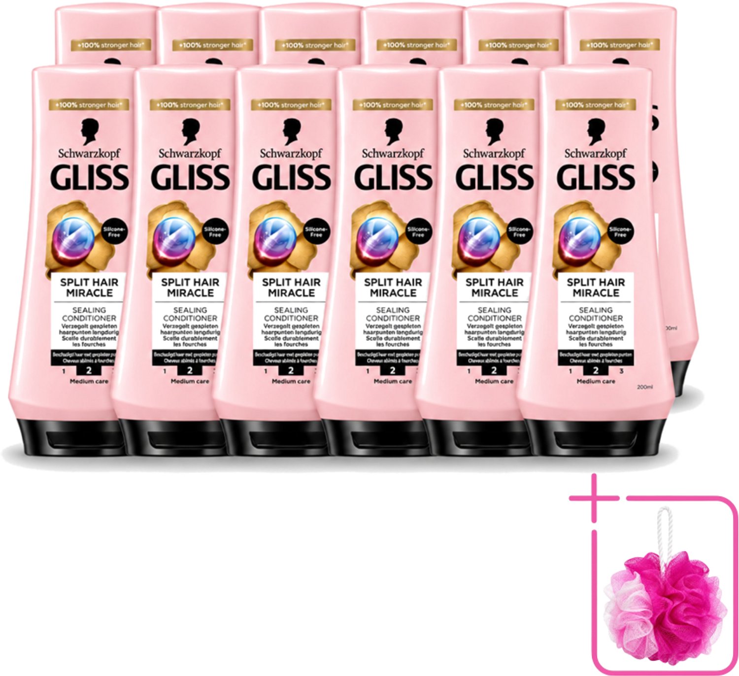 12 x Gliss - Hair Repair - Conditioner Split Hair Miracle tegen Gespleten Haarpunten - 200 ml - Bulkverpakking - Gespleten haarpunten - Douchemop - Haarherstel