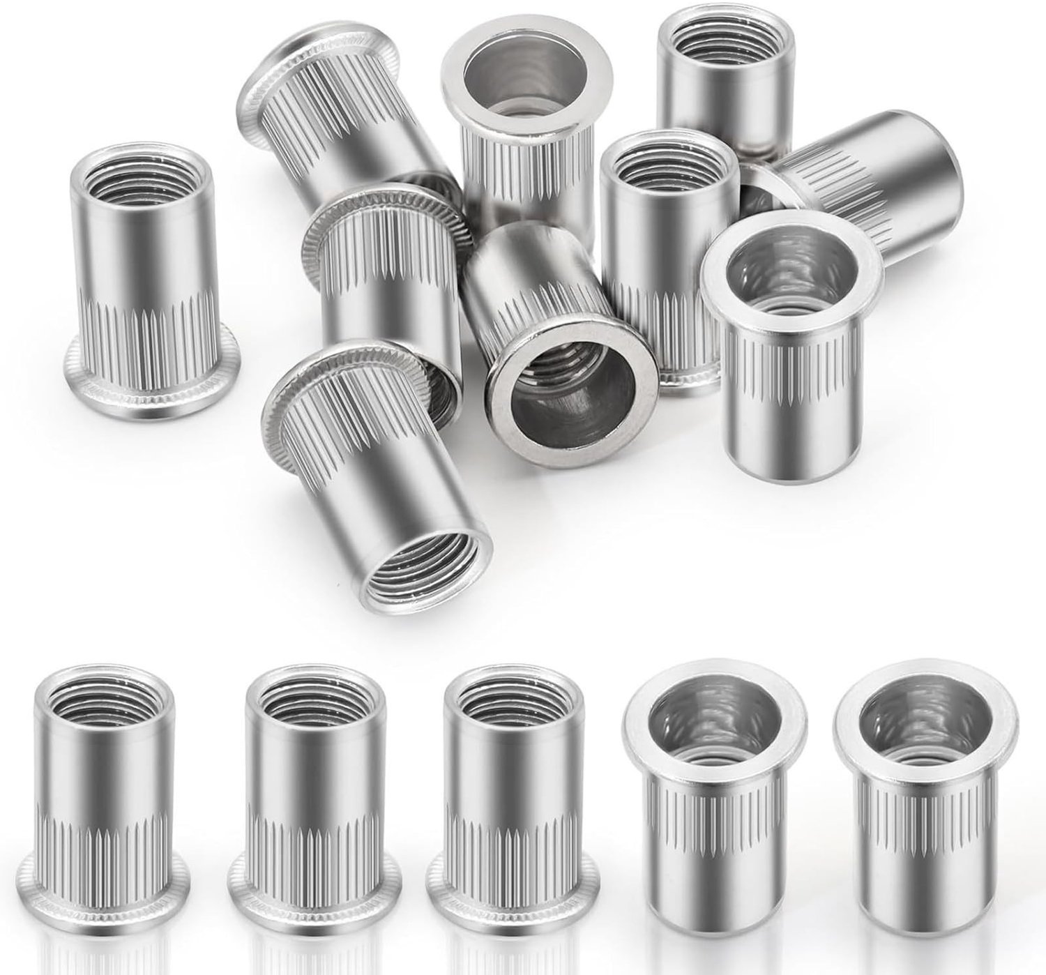 Klinkmoeren 50 stuks - Platte Kop - M3 - Aluminiumlegering - Blindklinkmoeren - Verzonken Klinknagels - Scherpe Schroefdraad