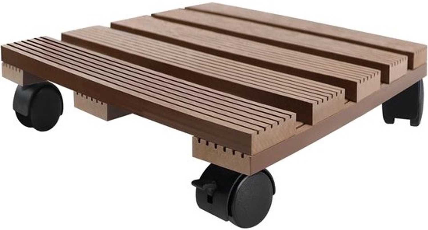 Vierkante plantenroller - Onderzetter voor bloempot - Tuinieren makkelijker maken - Zware potten verplaatsen - 30x30 cm 100kg - Bruin