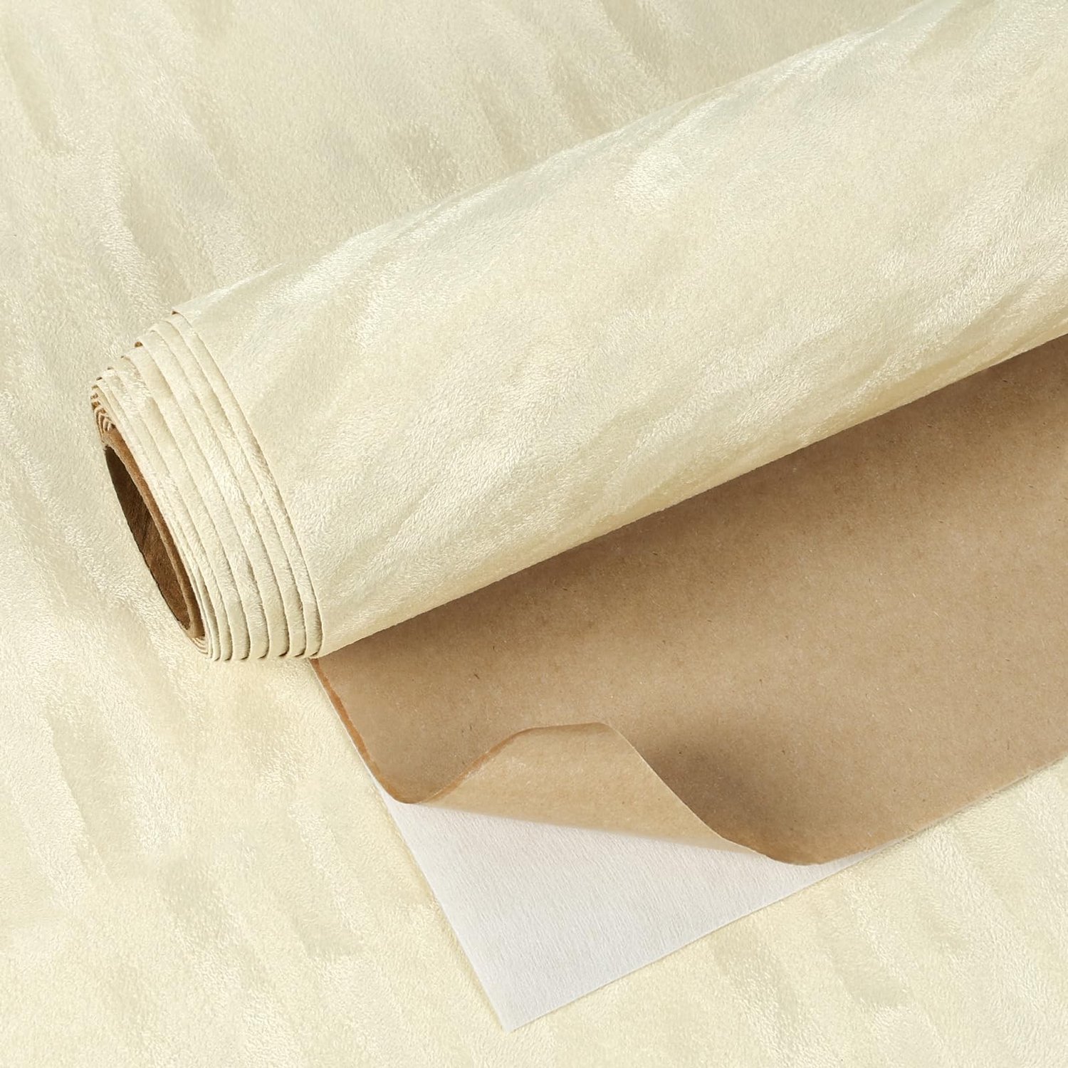 Beige Velours Zelfklevend Behang 40 cm x 300 cm Waterdicht