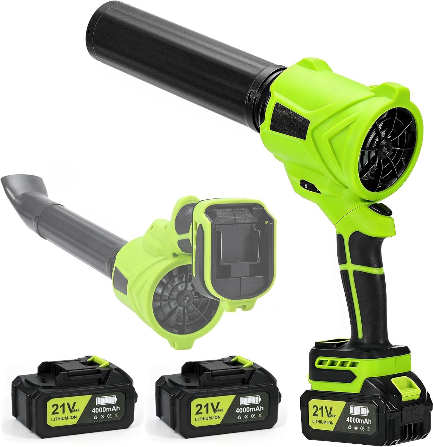 Krachtige Elektrische Bladblazer met 2 x 4.0 Ah Batterijen, 800.000 RPM, Ideaal voor Bladeren, Stof en Sneeuw Verwijderen