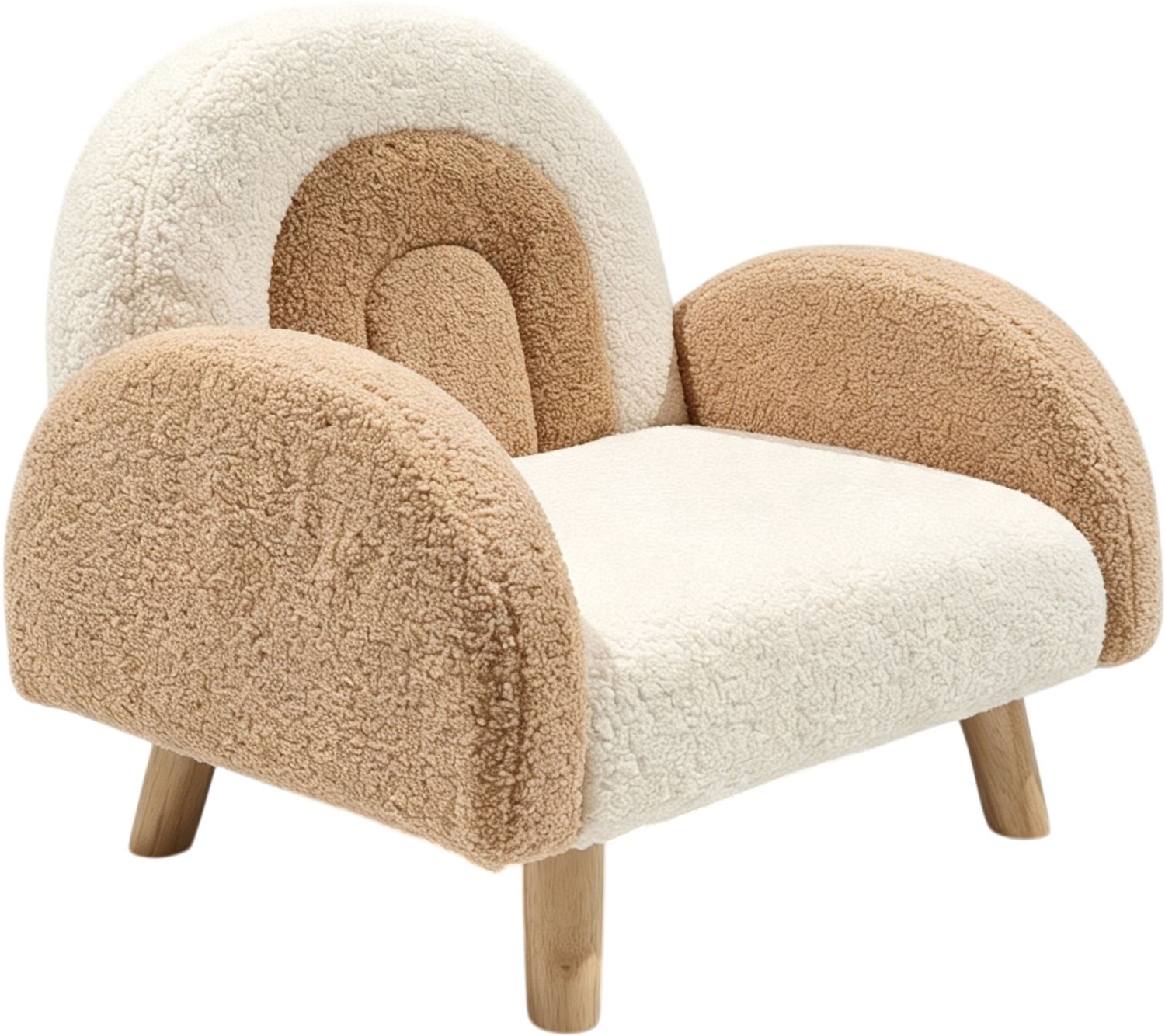 Sunny Milou Kinderfauteuil Teddy Bruin – 47 x 55 x 46 cm – Kinderstoel met Regenboogdesign – Gestoffeerde Fauteuil voor Kinderkamer en Speelkamer – Houten Frame – Max. 100 kg – Peuterstoeltje voor Binnen vanaf 3 jaar