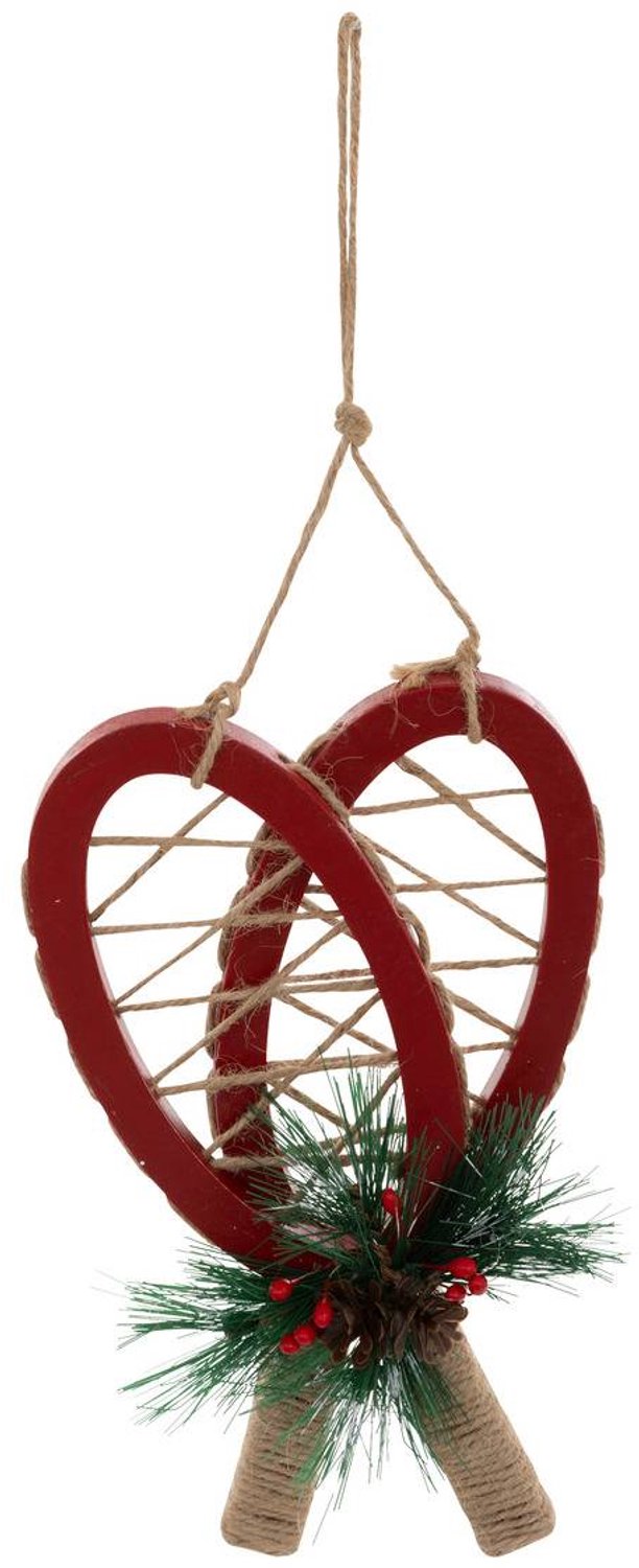 Feeric lights & Christmas Kerstmotief: rode houten sneeuwschoenen, 18 cm Rouge