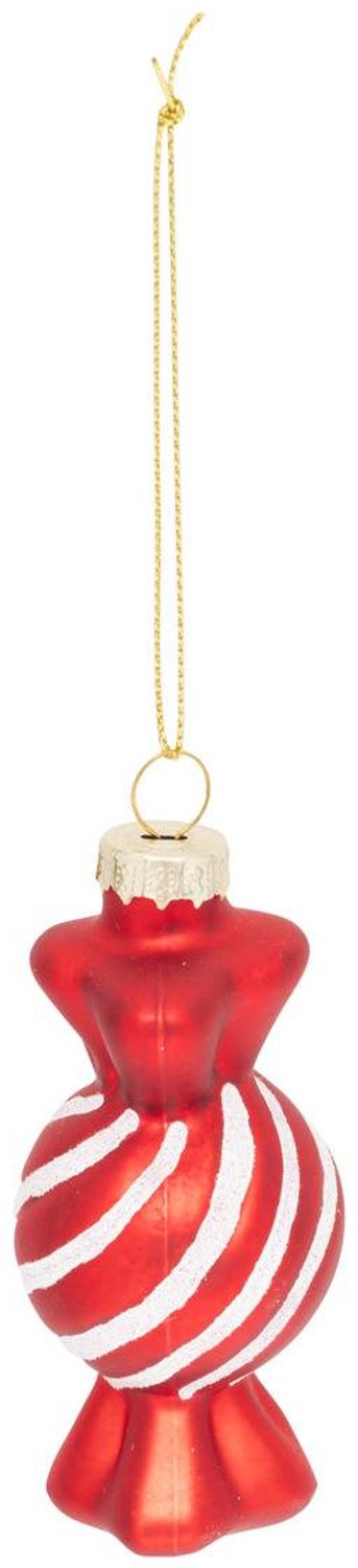 Suspension de sapin bonbon en verre rouge et blanc H. 9 cm