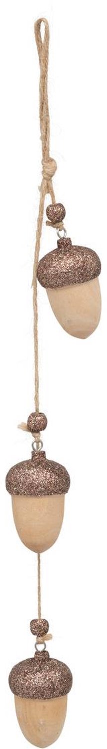 Feeric lights & Christmas Lange houten kerstversiering met paddenstoelen en eikels, 40 cm Marron