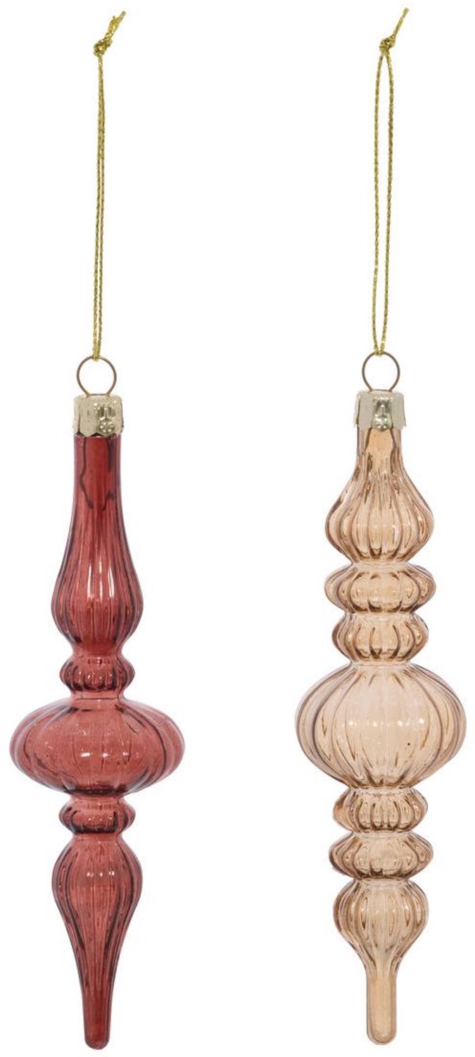 Feeric lights & Christmas Set van 2 bruine kunststof kerstboomversieringen, 14 cm Unique