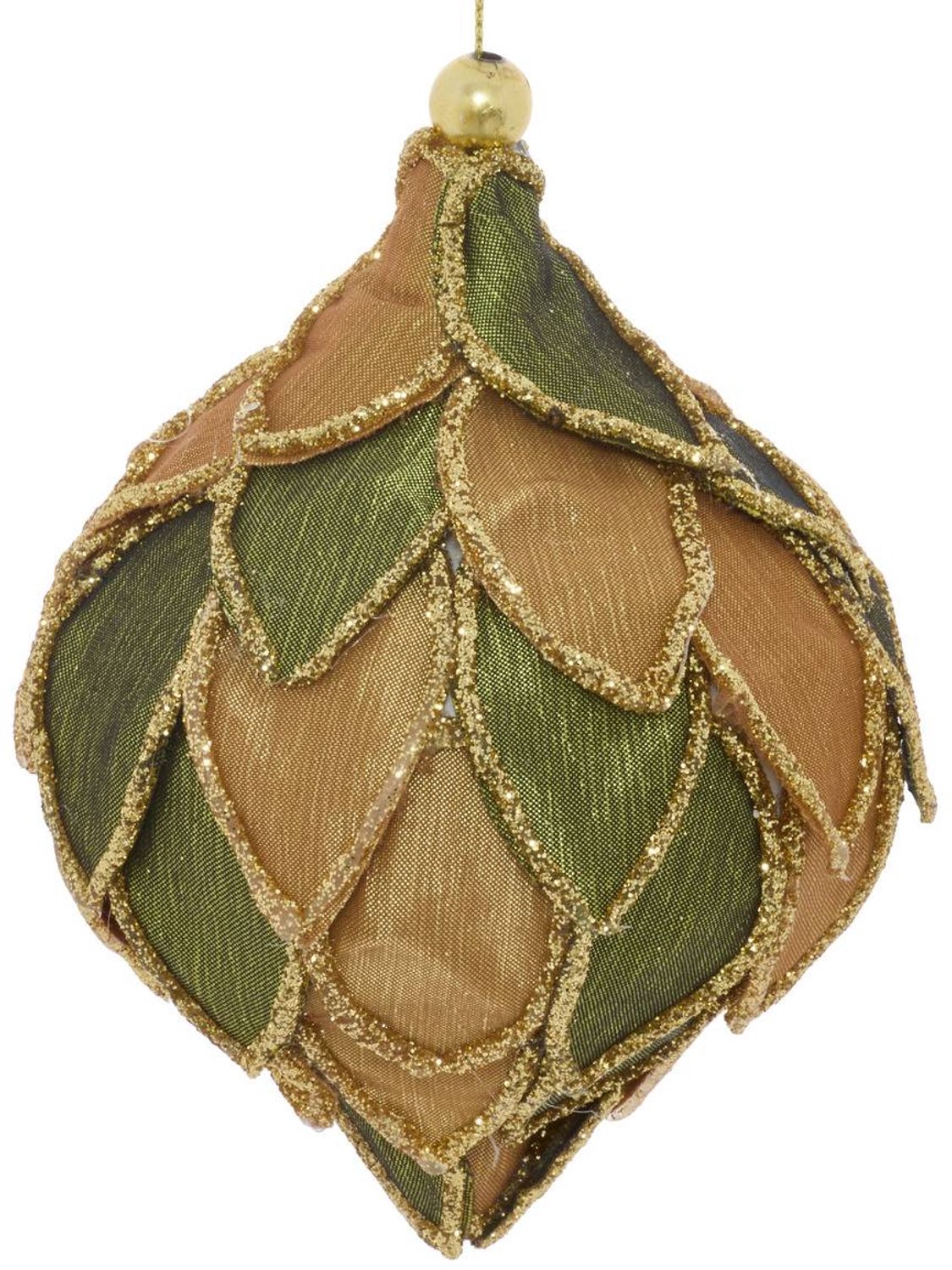 Feeric lights & Christmas Hangversiering in de vorm van een dennenboom met groene en gouden bloemblaadjes, 8 cm Modèle B
