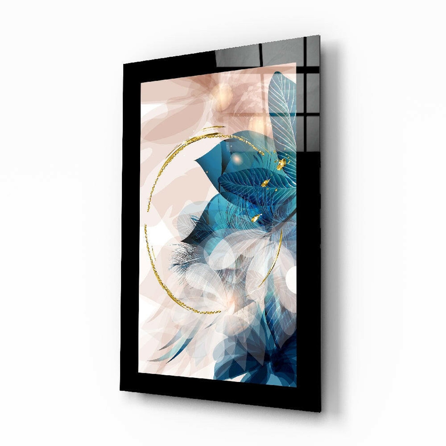 Glasschilderij – Abstracte Bladeren – Abstracte Wandkunst
