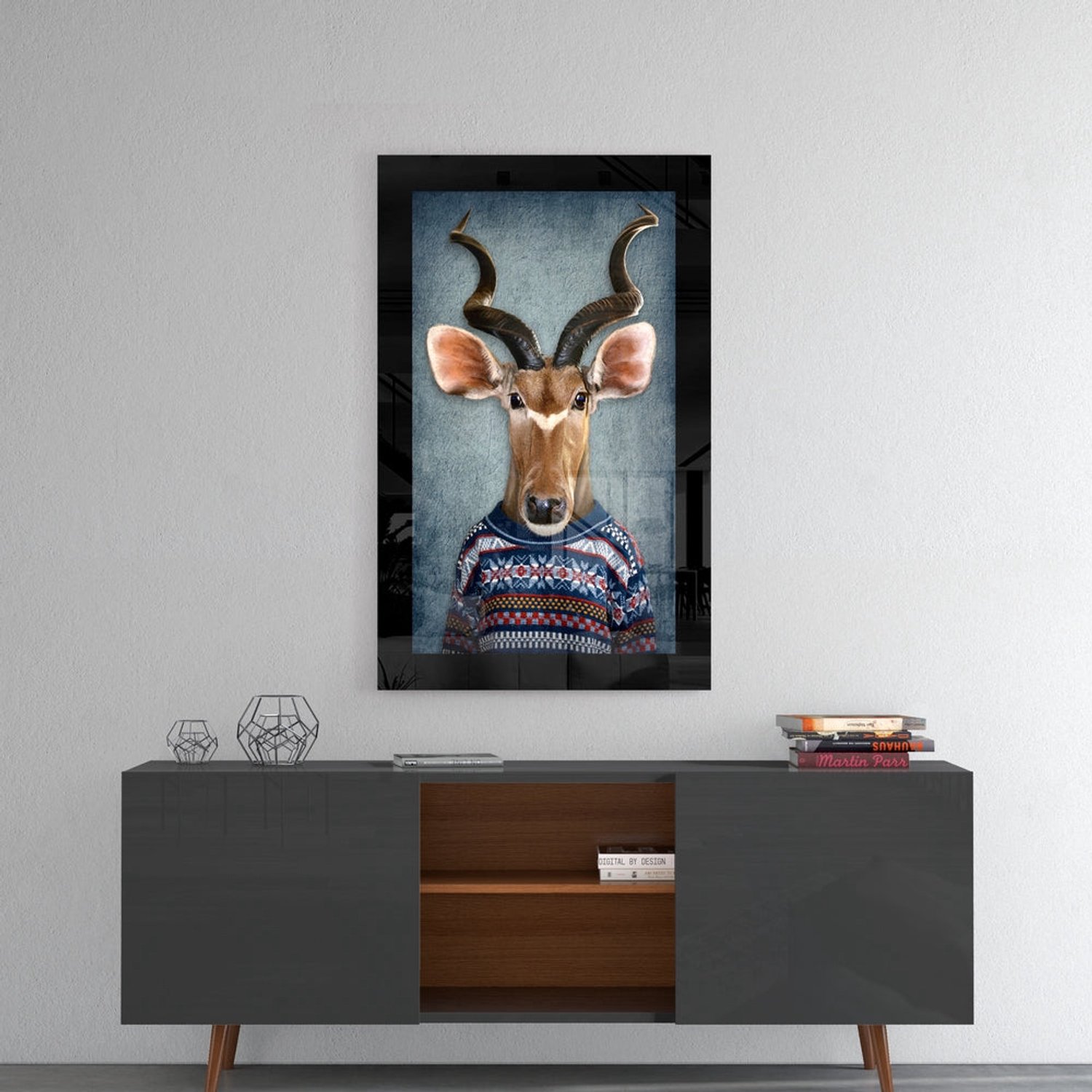 Glasschilderij – Menselijk Hert – Decoratieve Kunst aan de Muur