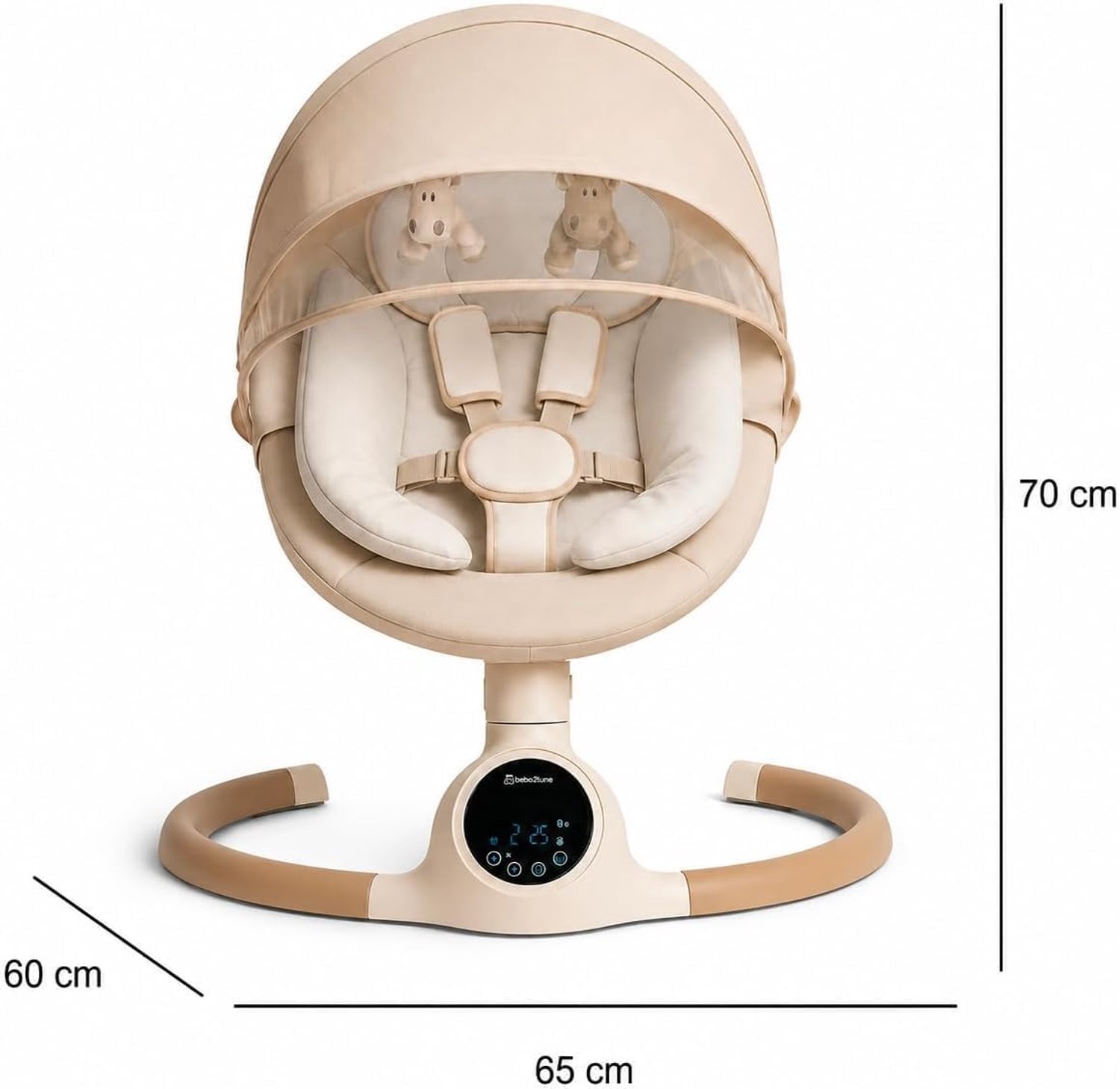 BEBE2LUXE ALPHA Elektrische Babyschommel en Wipstoel, Bluetooth-compatibel, draagbare rustgevende babystoel met schommelbewegingen en ingebouwde geluiden (bruin) – foto 4