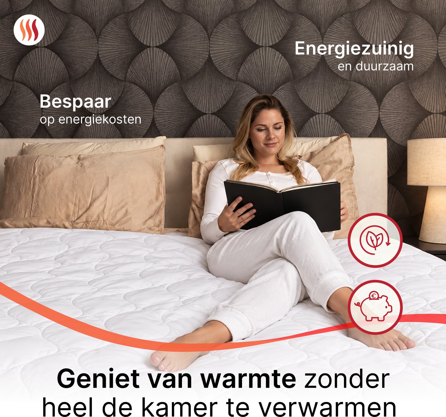 Seranova Elektrische Onderdeken XL - 190 x 90 cm - 1 Persoons Warmtedeken - met Hoekelastieken - Verwarmingsdeken - 3 Warmtestanden - met Timer - Wit – foto 7