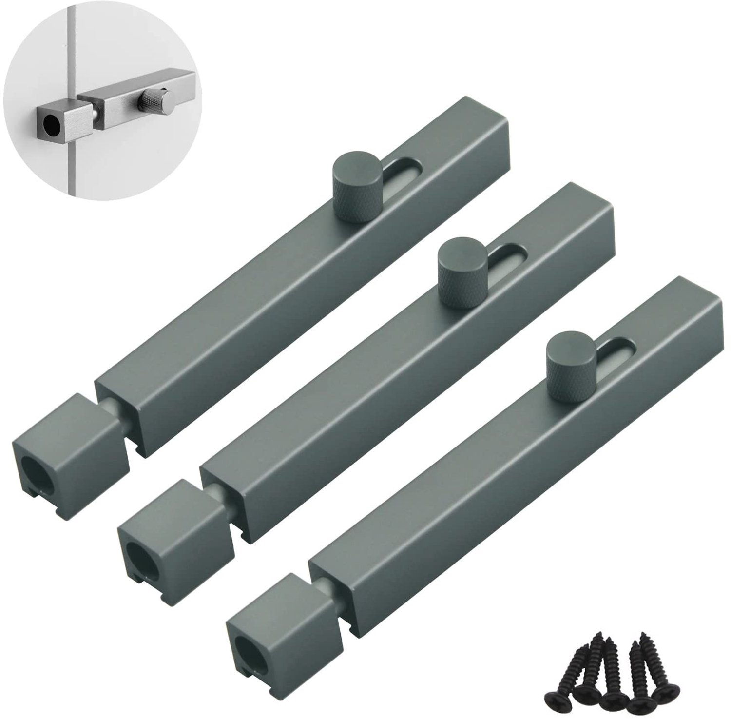 Set van 3 Grijze Heavy Duty Glijbouten van Aluminiumlegering