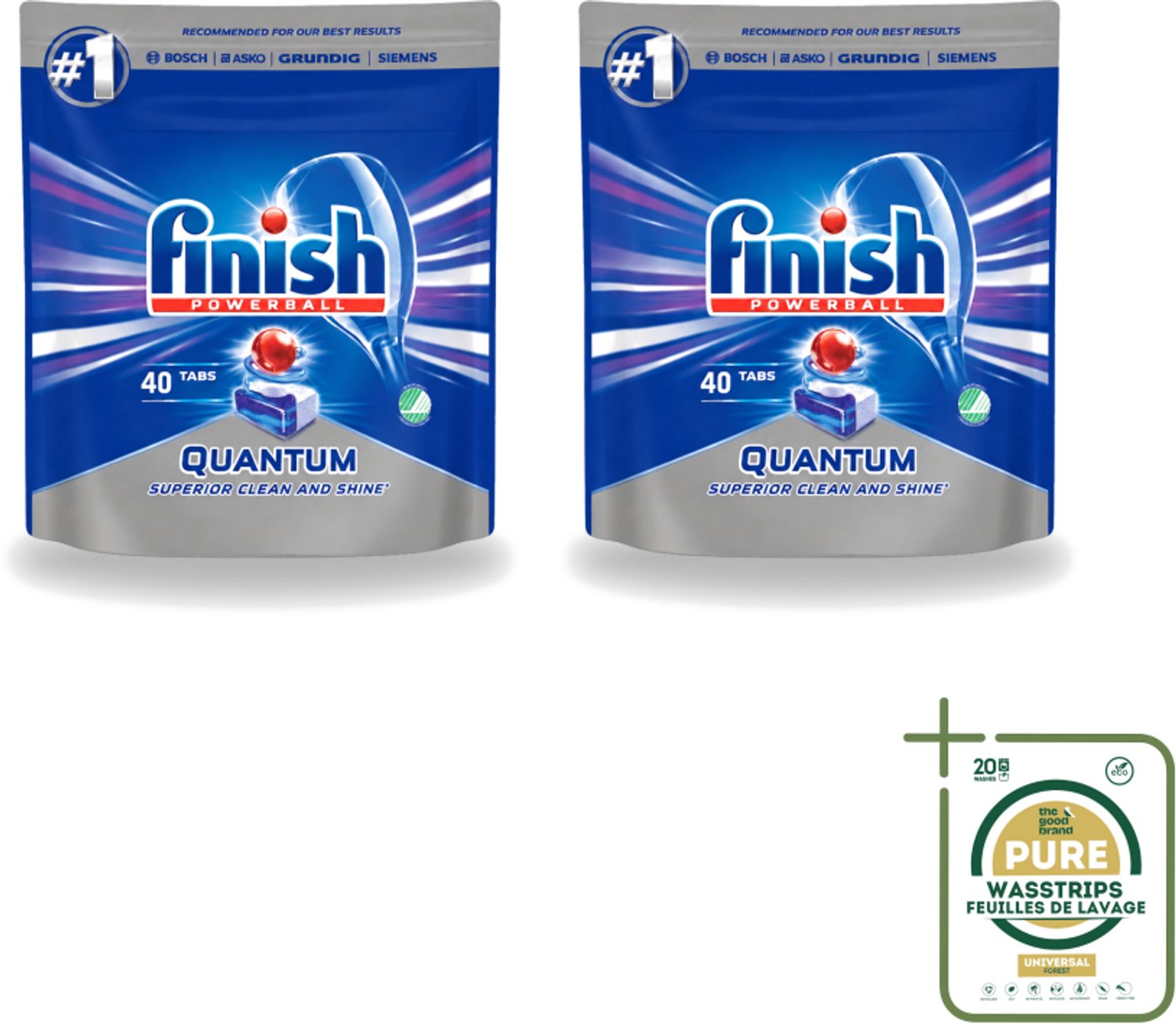 2 x Finish – Vaatwastabletten – Quantum Regular – 40 Capsules - Wasstrips - Vaatwastabletten - Vaatwasser - Vaat Reinigen - Vaatwasser Tablet - Vaatwasser Tabletten