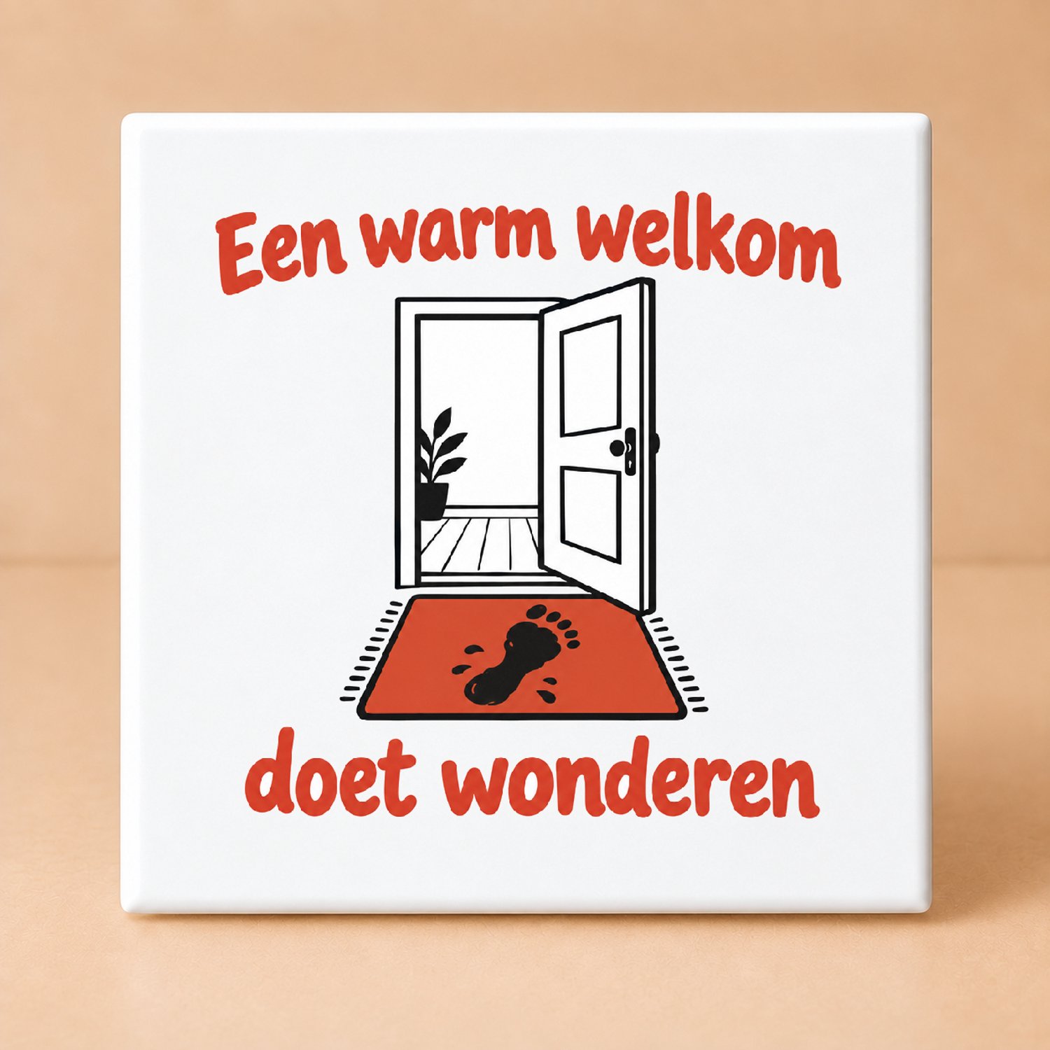 Bedruk King Elegante Warmte en Gezelligheid Tegel – Stijlvol Zwart-Wit Lijnwerk voor Huiselijke Sfeer - 15 x 15 cm