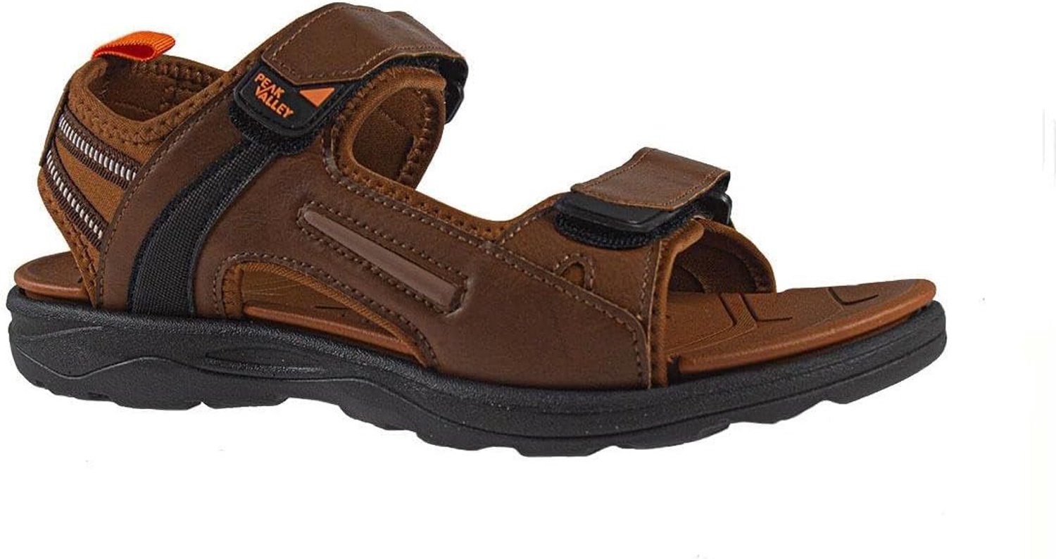 Comfortabele Heren Sandalen met Dubbele Band en Klittenband Lichtgewicht Bruin