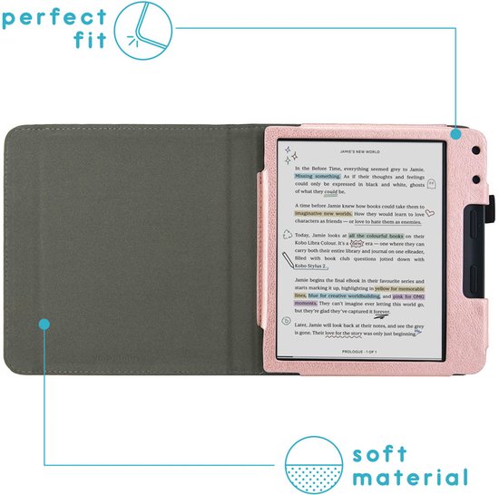 imoshion E-reader Hoesje - Geschikt voor Kobo Libra Colour - Vegan Leather Bookcase - Rosé Goud van iMoshion — afbeelding 4