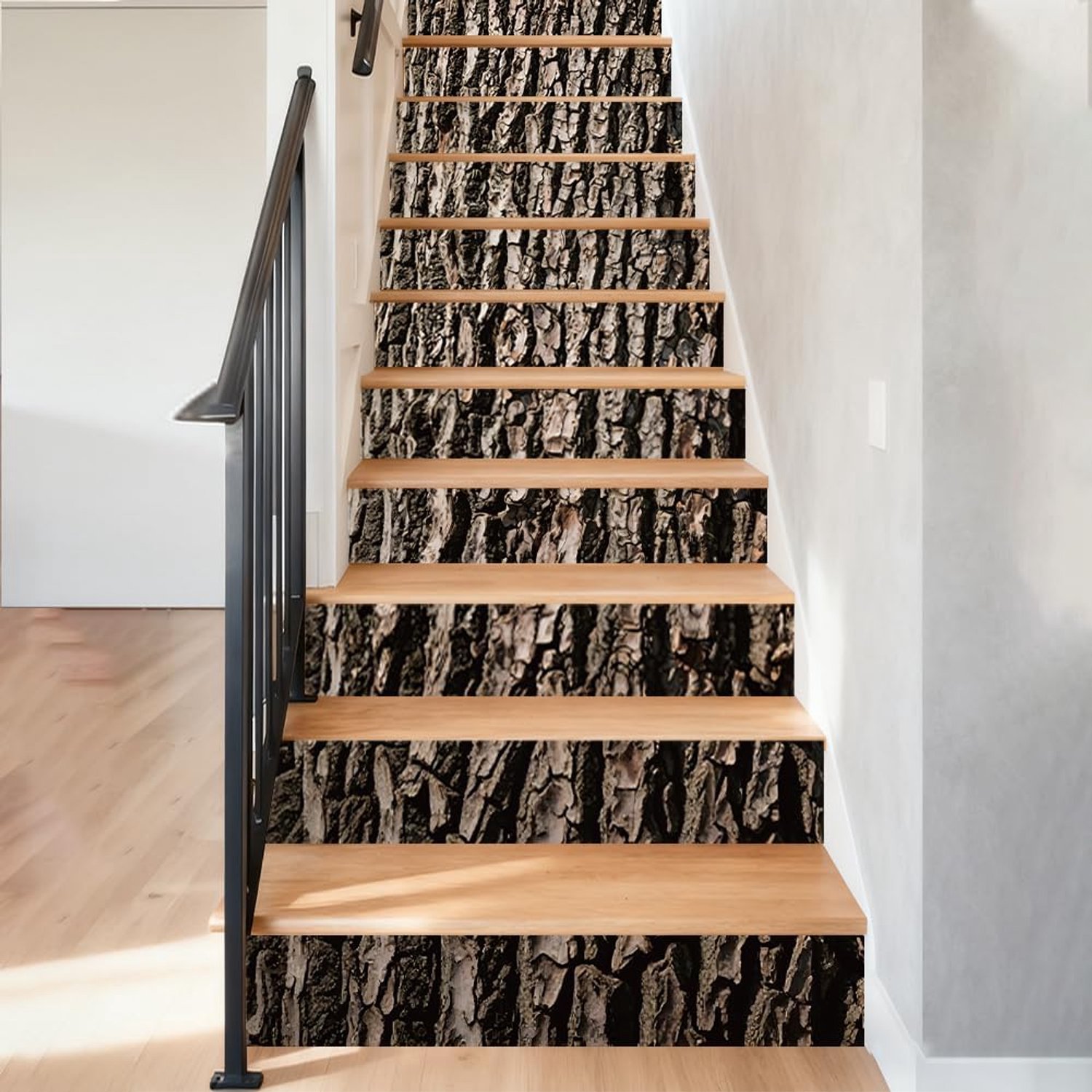trapstickers 100 x 18 cm - houtnerf - realistische planten - stijlvolle trapdecoratie - 15 stuks - ServiceTopper