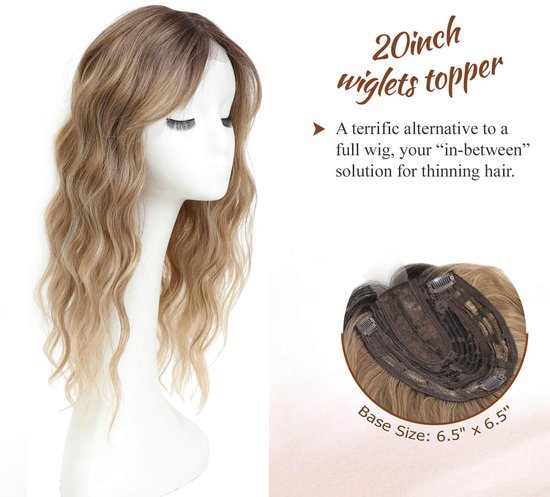 Haartopper, 50 cm, bruinblond met donkere aanzet — afbeelding 5