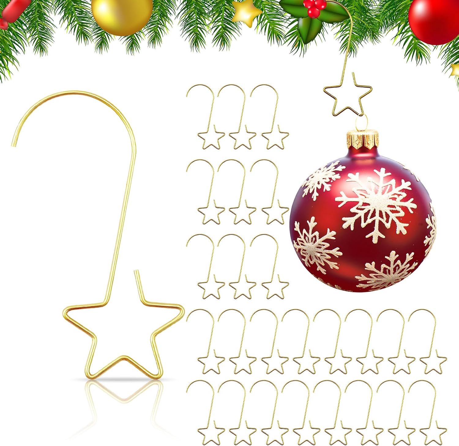 100 Haken voor kerstballen, gouden