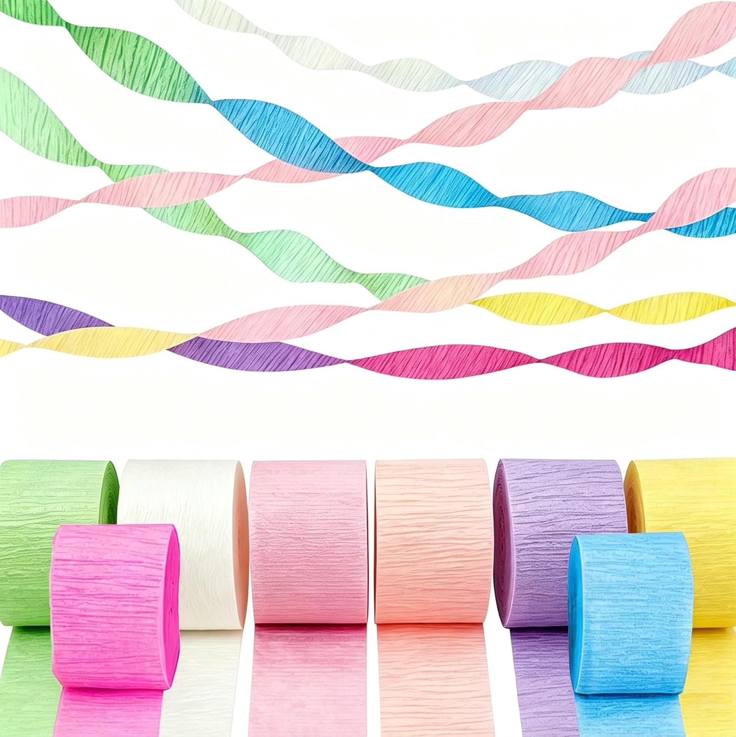 8 Rollen crepepapier, 4,5 cm x 25 meter
