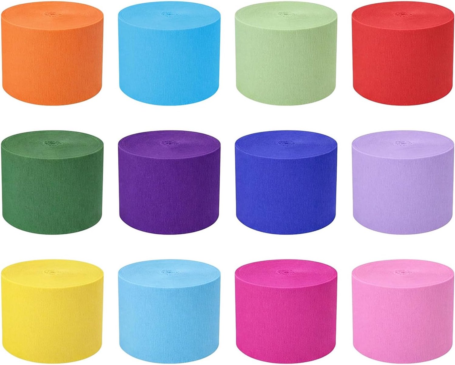 12 kleuren crêpepapier 4,5 cm x 25 m