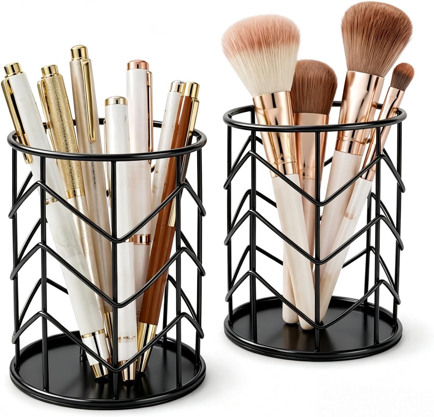 2 ronde metalen stift houders
