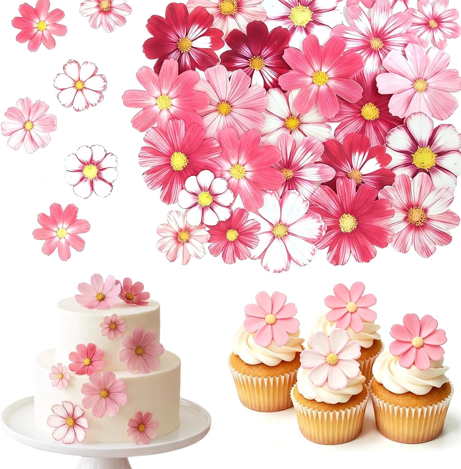 Taartdecoratie, 72 stuks, eetbare bloemen