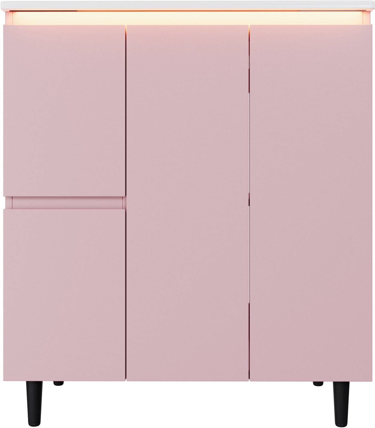 Badkamermeubel - Vrijstaand badkamermeubel met wastafel - 2 laden, kastvak en LED-radarsensorverlichting - Roze MDF, 76 x 47 x 89 cm