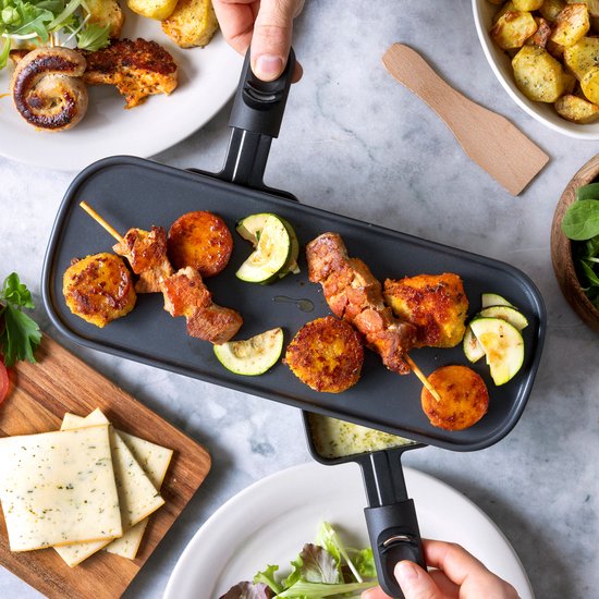 GreenPan Silhouette Connectable Gourmetstel - Gourmet voor 2 Personen - Verbind tot 6 Toestellen - PFAS-vrije Antiaanbaklaag - Grijs blauw — afbeelding 4
