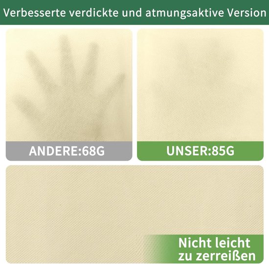 3x Winterbescherming voor planten, ademend, 85 g/m², 80x120 cm & 120x180 cm — afbeelding 5