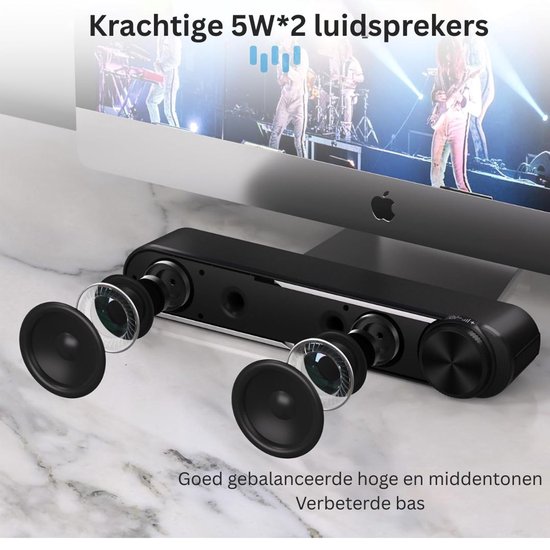 Soundbar PC - Speaker Computer - Plug & Play - ( Anount of W) - Zwart — afbeelding 5
