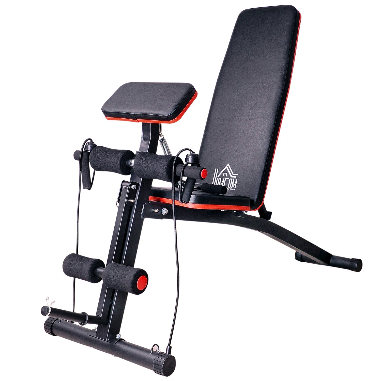 Multifunctionele halterbank krachtstation met veerbooster- trainingsbank tot 120 kg- zwart- 54 x 160 x 106 cm