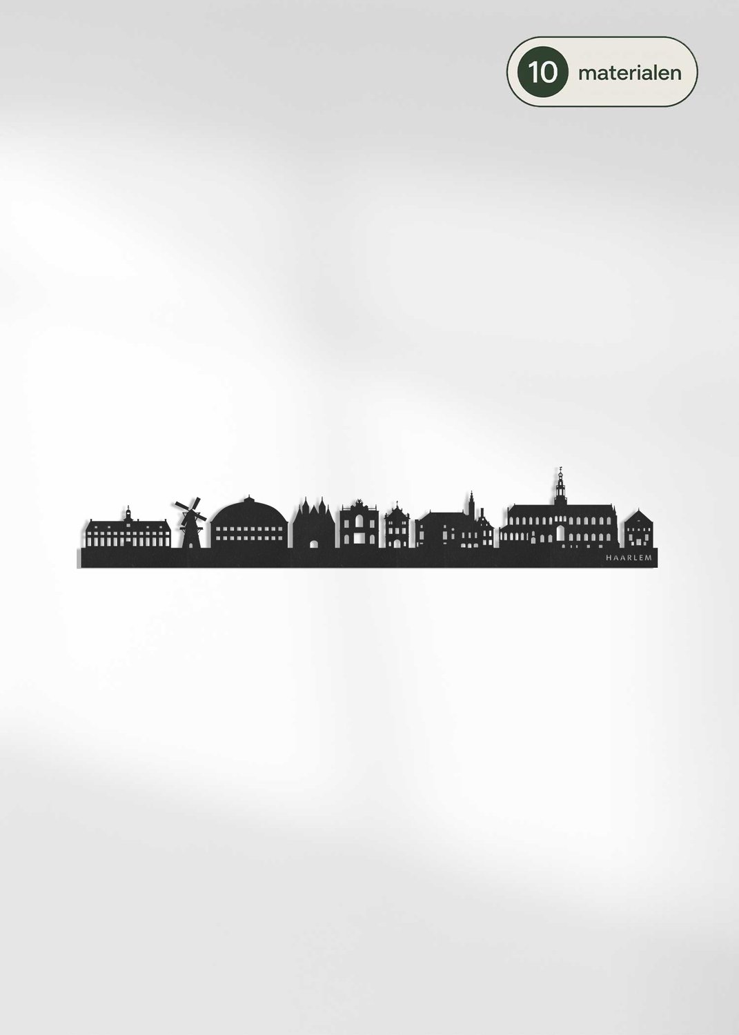 Houten Skyline Haarlem | Wanddecoratie voor aan de muur | Zwart MDF | 100 x 20 cm