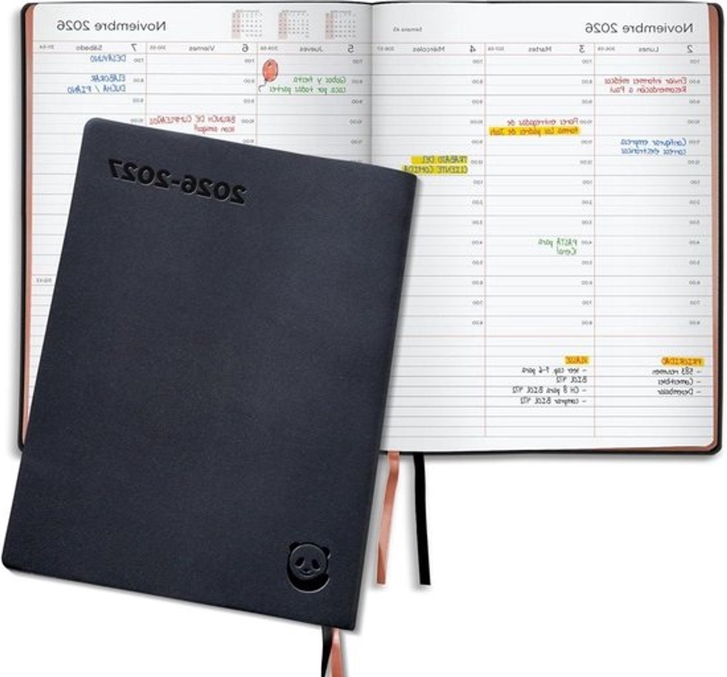 Dagboek 2026/2027 - Planner en agenda - Jaartal noteren - A4-formaat - 296 x 226 cm - Roségoud