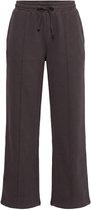 Ulla Popken - Dames - Joggingbroek bies wijde pijpen elastische tailleband - Mahonie - Maat 50+