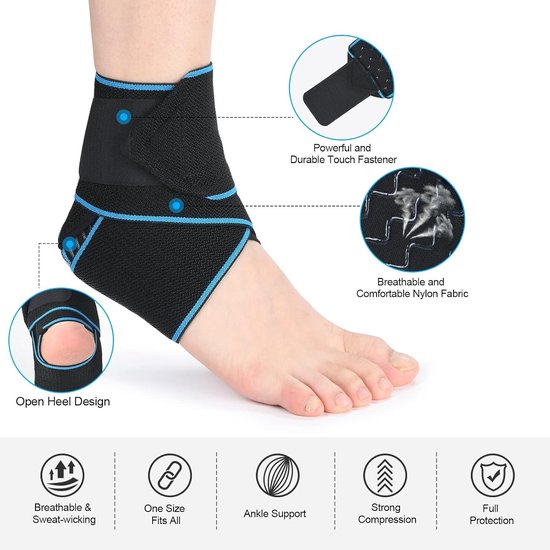 Verstelbare Compressie Enkelbandage, Elastische Ondersteuning voor Sport, Antislip Enkelsteun voor Blessurepreventie (2-pack) — afbeelding 3