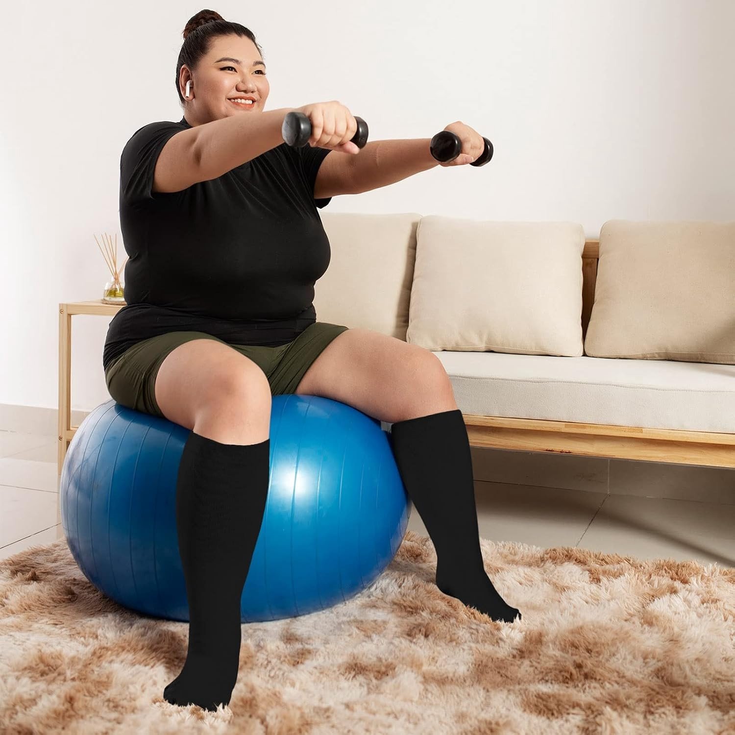 Verstevigende Kousen voor Dames en Heren: Grote Maten voor Brede Kuiten 20-30mmhg, Perfect voor Sport, Reizen en Zwangerschap, S-7XL, 1 Paar