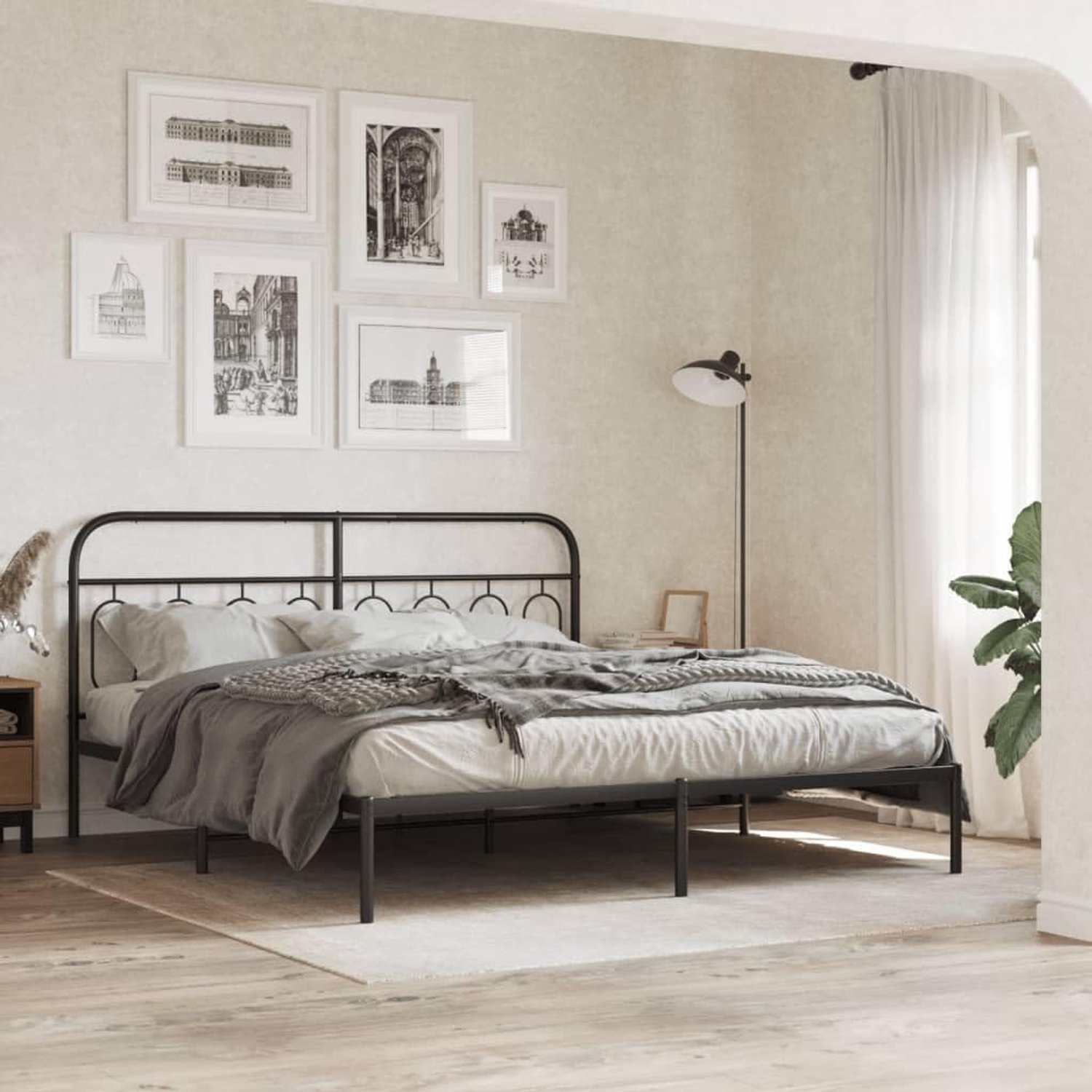 Stevig opbergbedframe klassiek zwart 193x203 cm