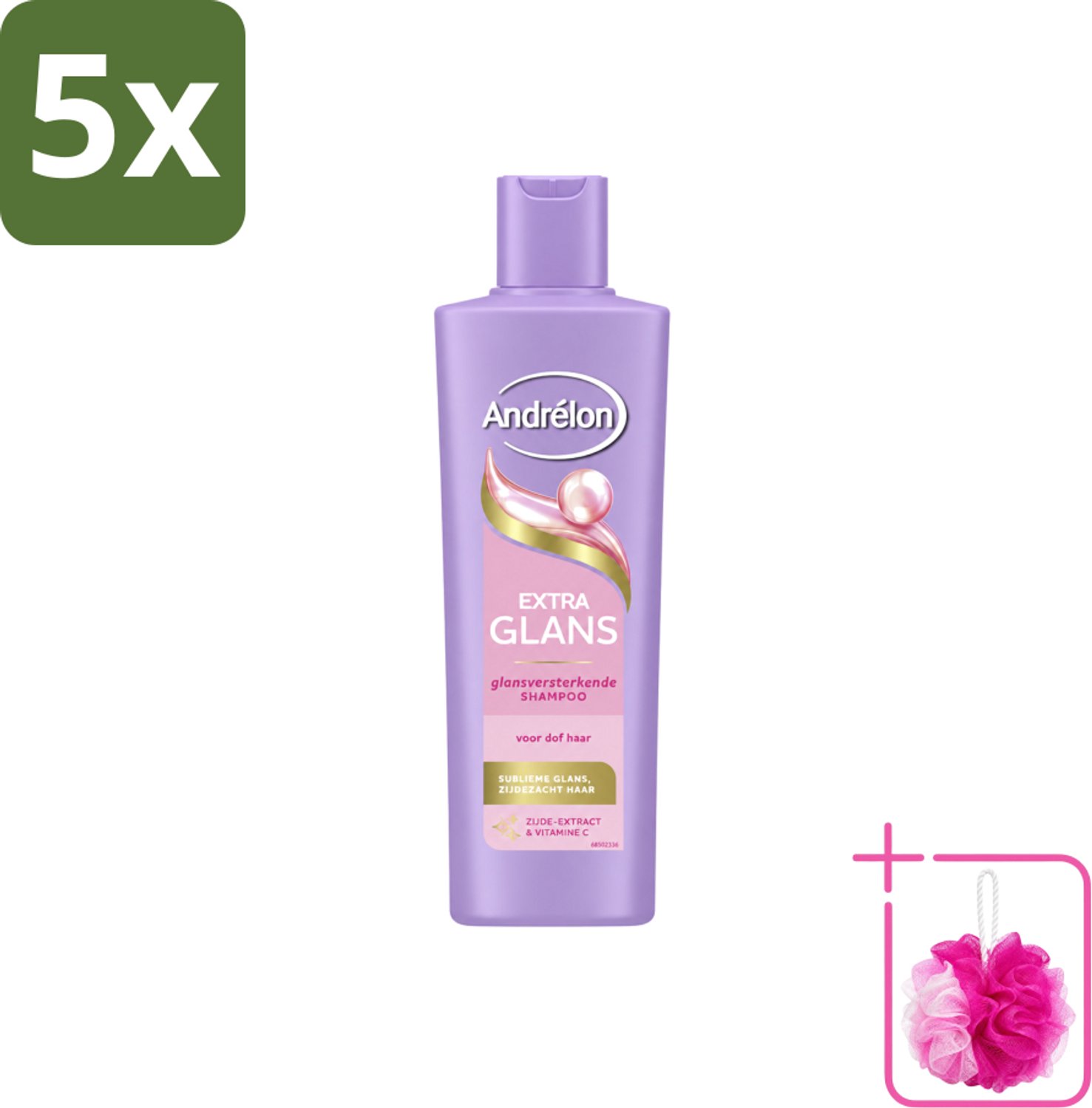 5 x Andrélon – Shampoo – Extra Glans – 250 ml - Bulkverpakking - Glans haar - Douchemop - Stralend haar