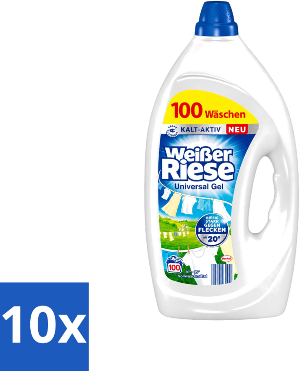 10 x Weißer Riese - Wasmiddel - Gel - Witte Was - 4.5L - 100 Wasbeurten - Voordeelverpakking - 10 stuks