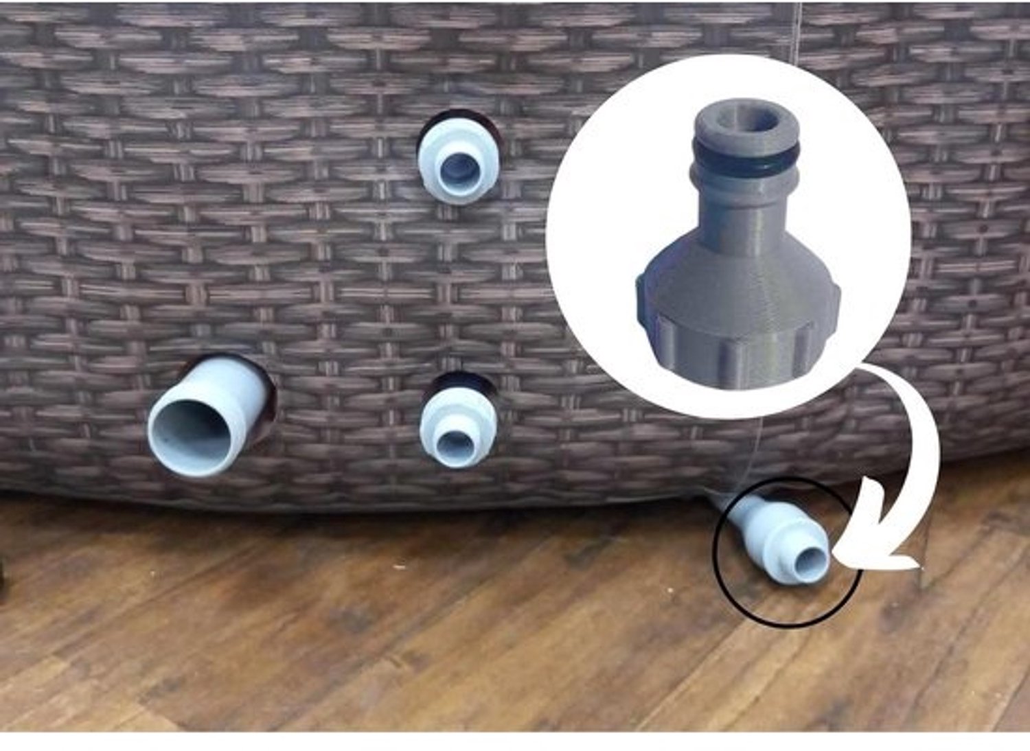 Spa-afvoeradapter - Slangaansluiting - Voor het leegpompen van een spa - Lekvrije afdichting - 1.5 Zoll - Zilver