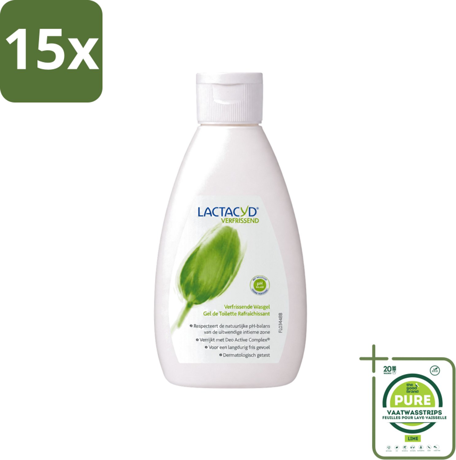 15 x Lactacyd – Verfrissende Wasgel - 200 m - Grootverpakking - Vaatwasstrips - Intieme Wasgel - Frisse Intieme Wasgel - Menthol Wasgel - Geurvervoegende Wasgel - Intieme Verzorging